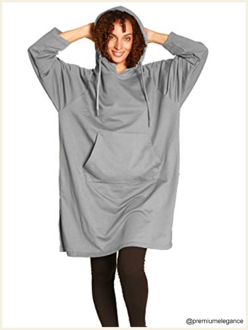 Hoodie Sweatshirt Dress Pullover with Kangaroo Pocket One Size